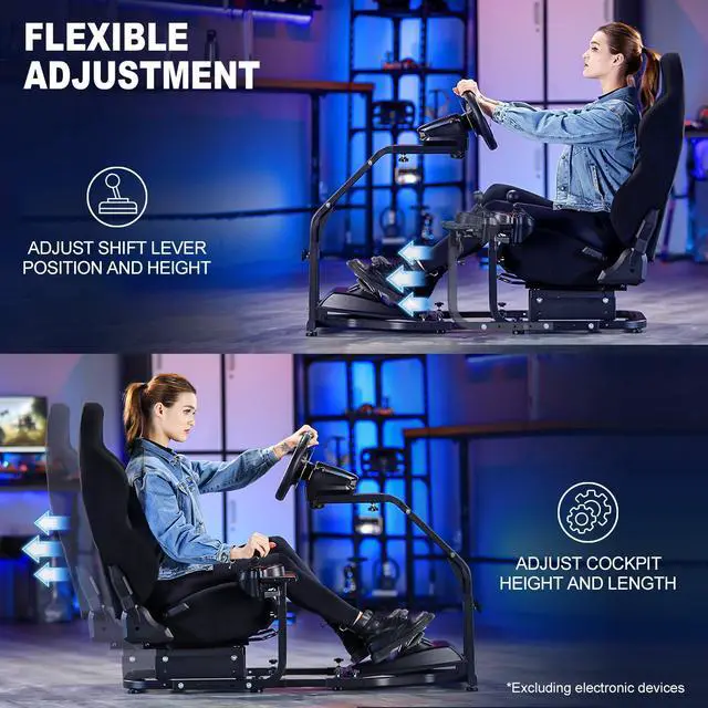 Alt view image 4 of 7 - Minneer Racing Cockpit Frame Height Adjustable with Seat Tilt-Adjustable for G29 G920 T300RS T150 PS4 Xbox Wheel,Pedals NOT Included