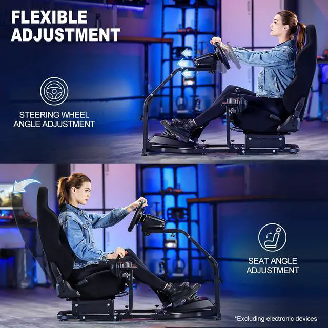 Alt view image 3 of 7 - Minneer Racing Cockpit Frame Height Adjustable with Seat Tilt-Adjustable for G29 G920 T300RS T150 PS4 Xbox Wheel,Pedals NOT Included