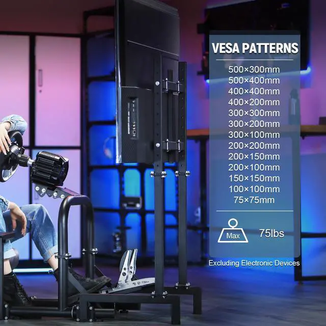 Alt view image 3 of 7 - Minneer Racing Simulator Cockpit with Red Seat and TV Stand Fit for Logitech/Thrustmaster/Fanatec G29/G920/T248/T300 Racing Wheel Stand(Wheel Pedal Shift TV Not Included