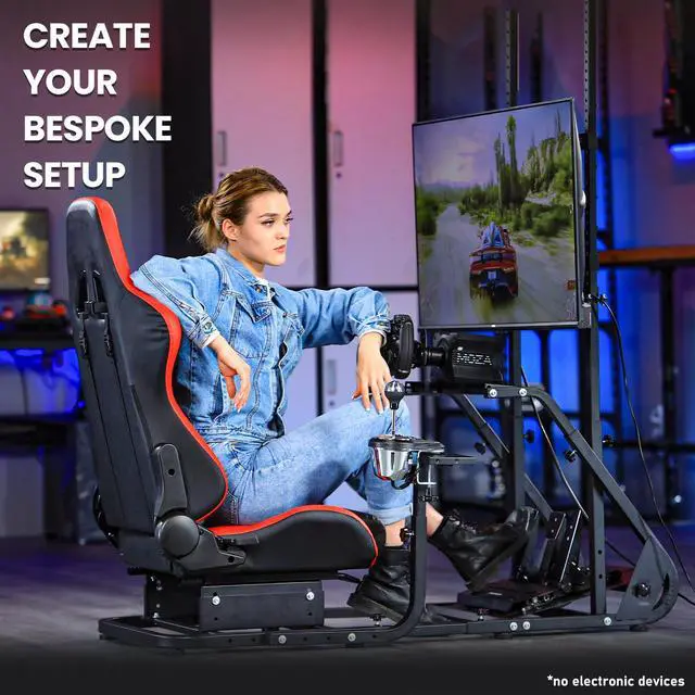 Alt view image 4 of 6 - Minneer Racing Simulator Cockpit Stand with Monitor Mount Racing Wheel Stand with Red Seat fit Logitech G25 G27 G29 G920 Thrustmaster,NO Steering Wheel Shift Lever Pedal Display