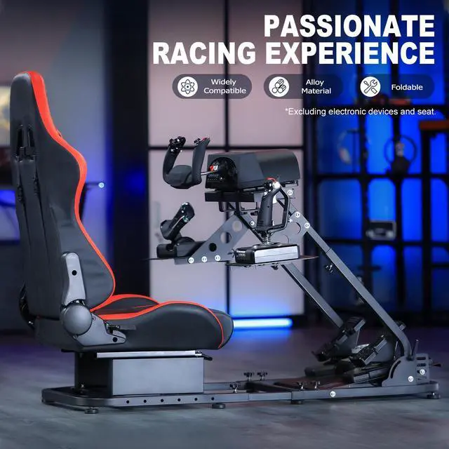 Alt view image 4 of 7 - Minneer Racing G29/X52 Flight Simulator Cockpit Multifunctional Stand with Seat Fit for Logitech G25 G920/Thrustmaster HOTAS Warthog 248PS T248XBox T300RS