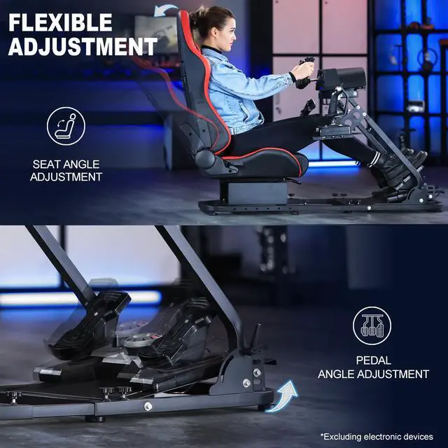 Alt view image 3 of 7 - Minneer Racing G29/X52 Flight Simulator Cockpit Multifunctional Stand with Seat Fit for Logitech G25 G920/Thrustmaster HOTAS Warthog 248PS T248XBox T300RS