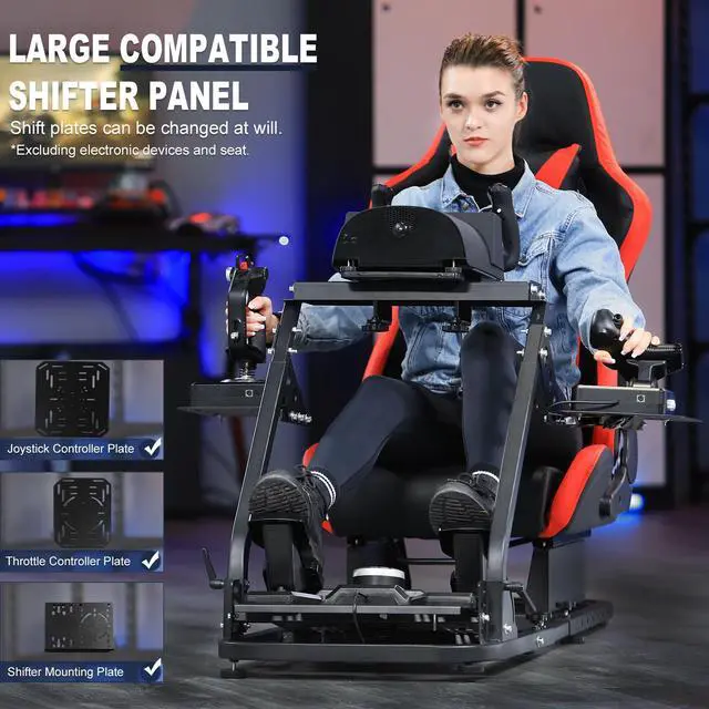 Alt view image 5 of 7 - Minneer Racing G29/X52 Flight Simulator Cockpit Multifunctional Stand with Seat Fit for Logitech G25 G920/Thrustmaster HOTAS Warthog 248PS T248XBox T300RS