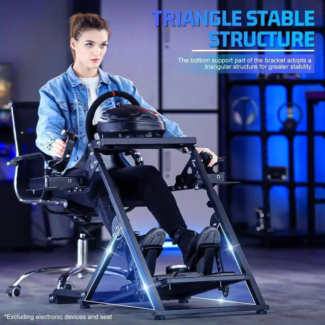 Alt view image 3 of 7 - Minneer Foldable Flight Simulation Cockpit 3.0 with Fixed Slot Fit for Logitech,Thrustmaster HOTAS Warthog,Fanatec,Electronics Adjustable Fight Sim Mount Pedals, Steering Wheel Not Included