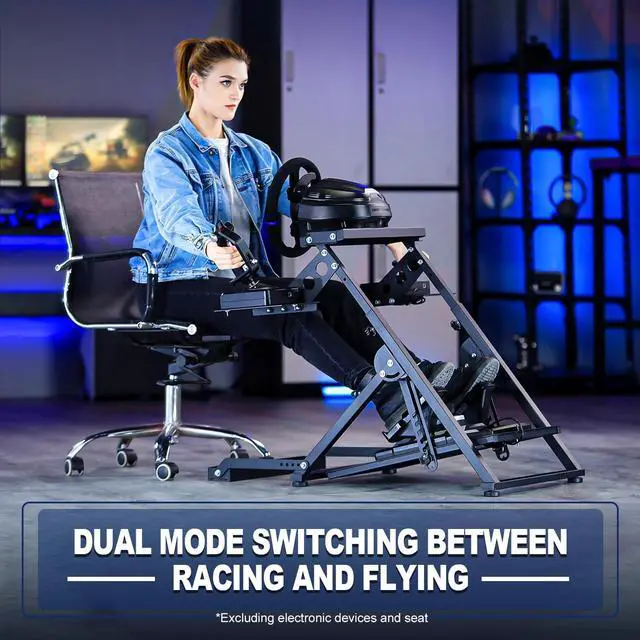 Alt view image 7 of 7 - Minneer Foldable Flight Simulation Cockpit 3.0 with Fixed Slot Fit for Logitech,Thrustmaster HOTAS Warthog,Fanatec,Electronics Adjustable Fight Sim Mount Pedals, Steering Wheel Not Included