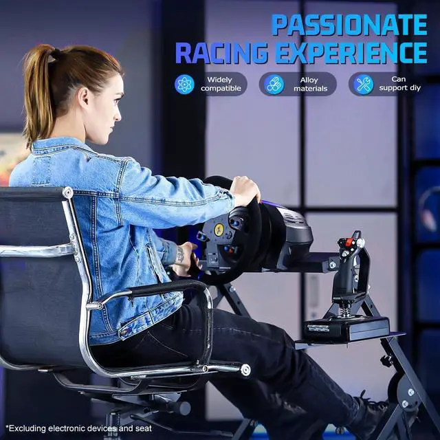 Alt view image 4 of 7 - Minneer Foldable Flight Simulation Cockpit 3.0 with Fixed Slot Fit for Logitech,Thrustmaster HOTAS Warthog,Fanatec,Electronics Adjustable Fight Sim Mount Pedals, Steering Wheel Not Included