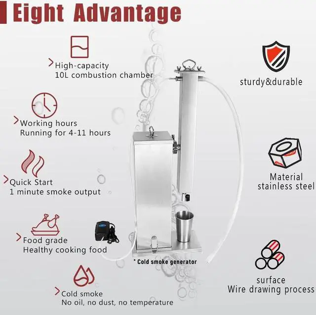 Alt view image 5 of 7 - Minneer Cold Smoke Generator 10L Smoke Making Machine Cold Smoker Attachment BBQ Accessories Hot Smoker Electric Smoker Pellet for Electric Smoker Pellet Accessory for Smoked Meat BBQ Drinks