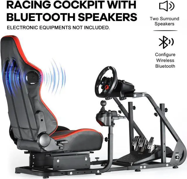 Alt view image 2 of 7 - Minneer G29 Racing Simulator Cockpit with Ergonomic Gaming Seat Built-in Bluetooth Speakers Fit for Logitech/Thrustmaster/Fanatec G25 G27 G923 T150, Steering Wheel Stand Mountable Monitor Mount
