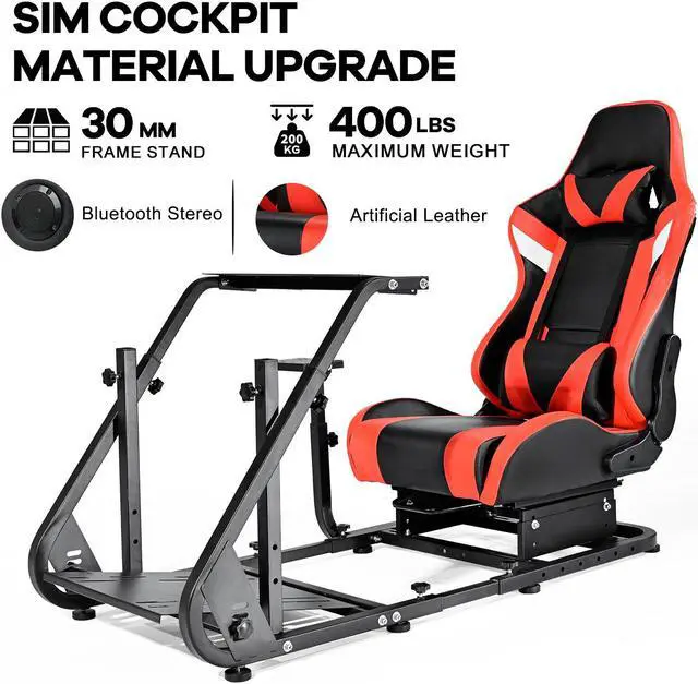 Alt view image 3 of 7 - Minneer G29 Racing Simulator Cockpit with Ergonomic Gaming Seat Built-in Bluetooth Speakers Fit for Logitech/Thrustmaster/Fanatec G25 G27 G923 T150, Steering Wheel Stand Mountable Monitor Mount