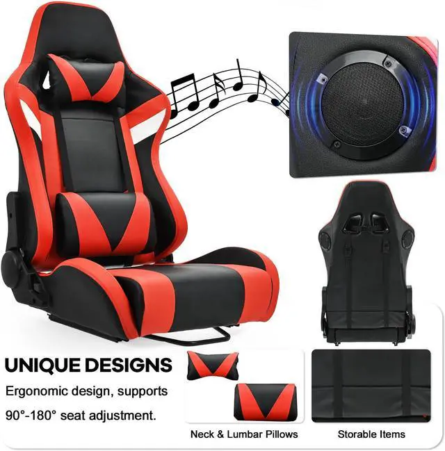 Alt view image 6 of 7 - Minneer Racing Simulator Cockpit with Adjustable Frame and Red Gaming Seat Built-in Bluetooth Speakers Fit for Logitech G25 G27 G29 G920 G923, Thrustmaster T300, Fanatec