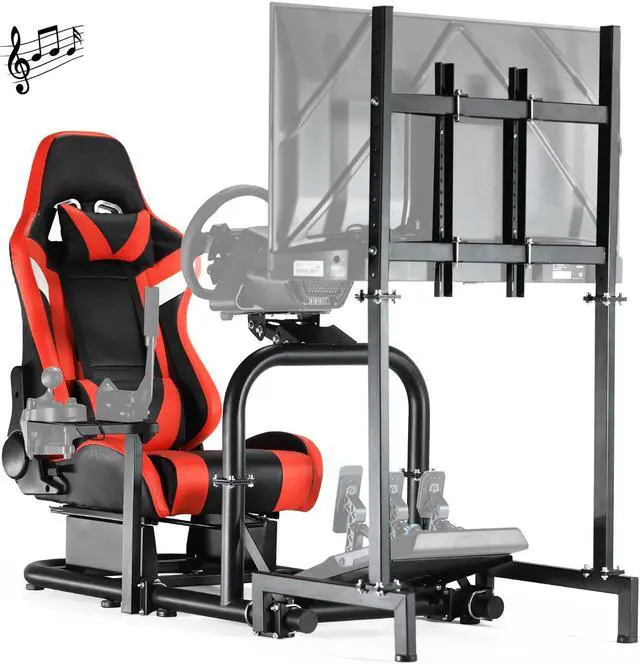 Main image of Minneer Immersive Racing Simulator Cockpit with Bluetooth Speakers Seat and Monitor Mount Fit for Logitech/Thrustmaster/Fanatec G25 G29 G920 G923 T300RS,Not Include Wheel, Pedals, Handbrake & Shifter