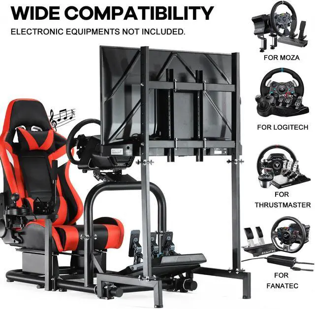 Alt view image 7 of 7 - Minneer Immersive Racing Simulator Cockpit with Bluetooth Speakers Seat and Monitor Mount Fit for Logitech/Thrustmaster/Fanatec G25 G29 G920 G923 T300RS,Not Include Wheel, Pedals, Handbrake & Shifter