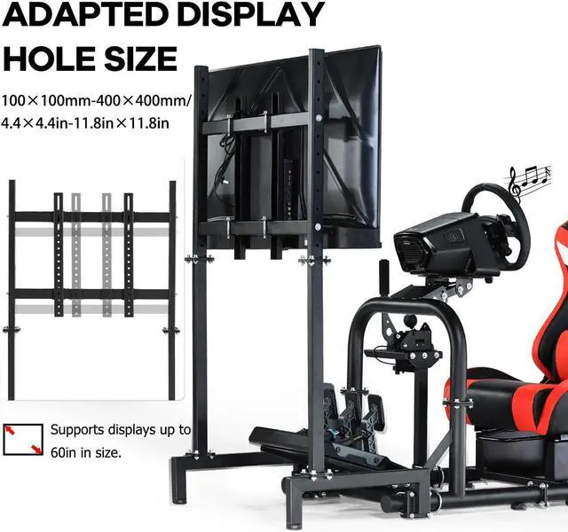 Alt view image 5 of 7 - Minneer Immersive Racing Simulator Cockpit with Bluetooth Speakers Seat and Monitor Mount Fit for Logitech/Thrustmaster/Fanatec G25 G29 G920 G923 T300RS,Not Include Wheel, Pedals, Handbrake & Shifter