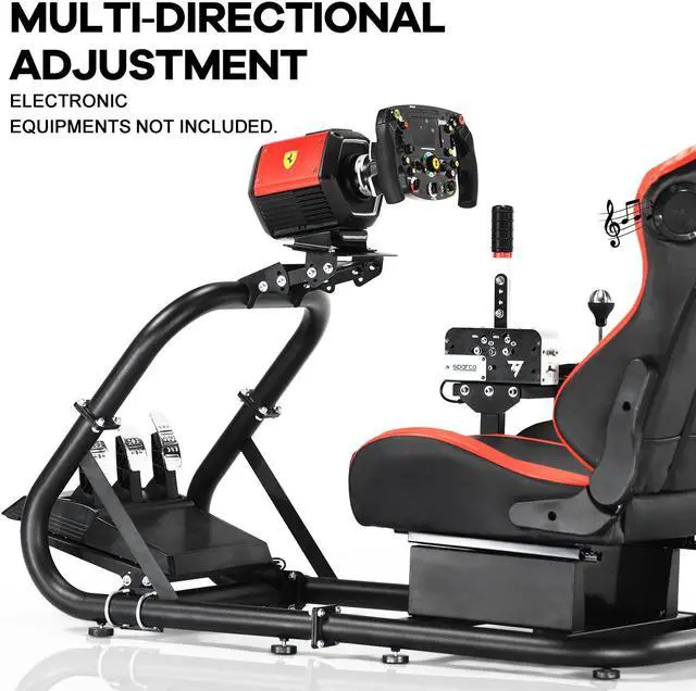 Alt view image 5 of 7 - Minneer Racing Simulator Cockpit with Red Seat & Bluetooth Speakers Fit for Logitech/Fanatec/Thrustmaster G29/G920/G923/T248/T300,Gaming Steering Wheel Stand Not Included Wheel, Pedals, Handbrake