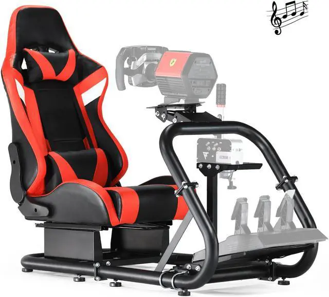 Main image of Minneer Racing Simulator Cockpit with Red Seat & Bluetooth Speakers Fit for Logitech/Fanatec/Thrustmaster G29/G920/G923/T248/T300,Gaming Steering Wheel Stand Not Included Wheel, Pedals, Handbrake
