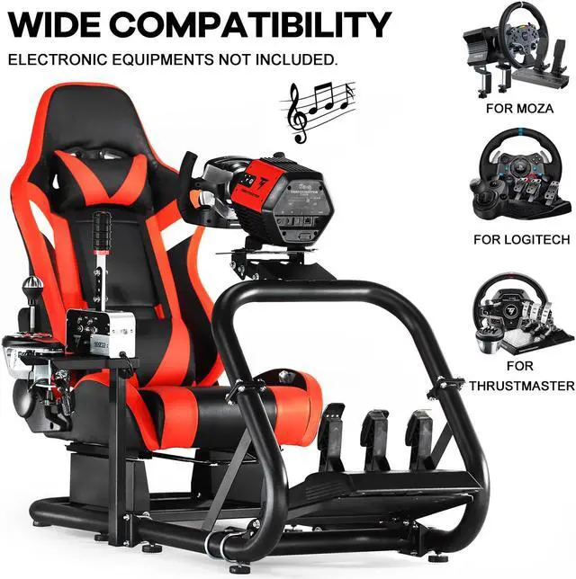 Alt view image 7 of 7 - Minneer Racing Simulator Cockpit with Red Seat & Bluetooth Speakers Fit for Logitech/Fanatec/Thrustmaster G29/G920/G923/T248/T300,Gaming Steering Wheel Stand Not Included Wheel, Pedals, Handbrake