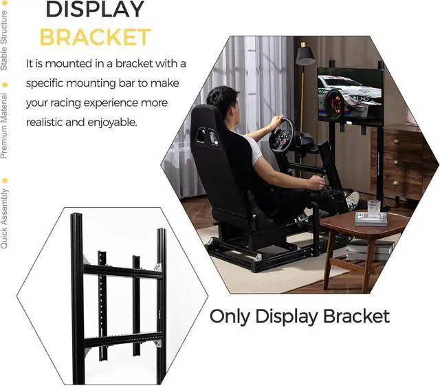 Alt view image 5 of 6 - Minneer Racing Simulator Cockpit Monitor Stand Support Screens Racing Simulator from 27 to 65 inches Fit for Logitech/Thrustmaster/Fanatec G27 G29 G920 G923 T128X T248 T300 T458,without Racing cockpit