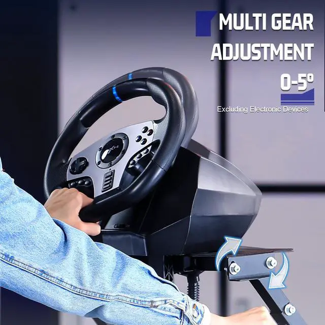 Alt view image 2 of 7 - Minneer Steering Wheel Stand 34'' Height Adjustable for Support The Installation of Handbrake for Logitech G25 G27 G29 Thrustmaster Gaming Wheel Stand Wheel and Pedals Not Included