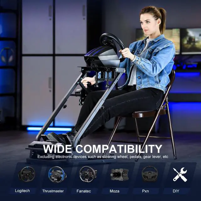 Alt view image 6 of 7 - Minneer Steering Wheel Stand 34'' Height Adjustable for Support The Installation of Handbrake for Logitech G25 G27 G29 Thrustmaster Gaming Wheel Stand Wheel and Pedals Not Included
