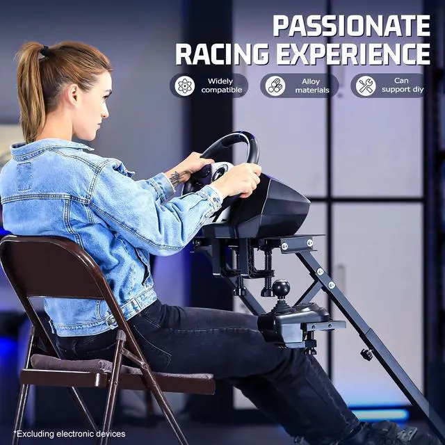Alt view image 4 of 7 - Minneer Steering Wheel Stand 34'' Height Adjustable for Support The Installation of Handbrake for Logitech G25 G27 G29 Thrustmaster Gaming Wheel Stand Wheel and Pedals Not Included