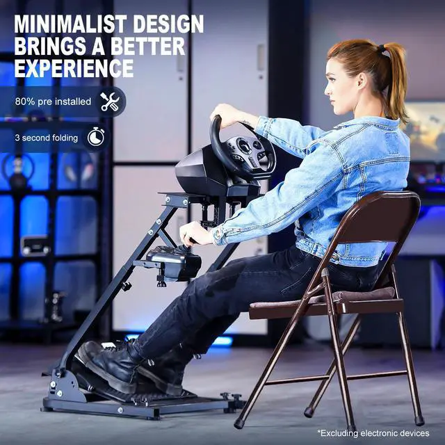 Alt view image 5 of 7 - Minneer Steering Wheel Stand 34'' Height Adjustable for Support The Installation of Handbrake for Logitech G25 G27 G29 Thrustmaster Gaming Wheel Stand Wheel and Pedals Not Included