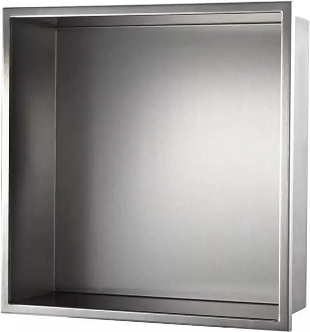 Alt view image 2 of 7 - Minneer Shower Niche Stainless Steel 12" x 12", Brushed Nickel Wall-Inserted Niche Recessed, Recessed Shower Shelf Modern and Elegant Soap Niche for Bathroom
