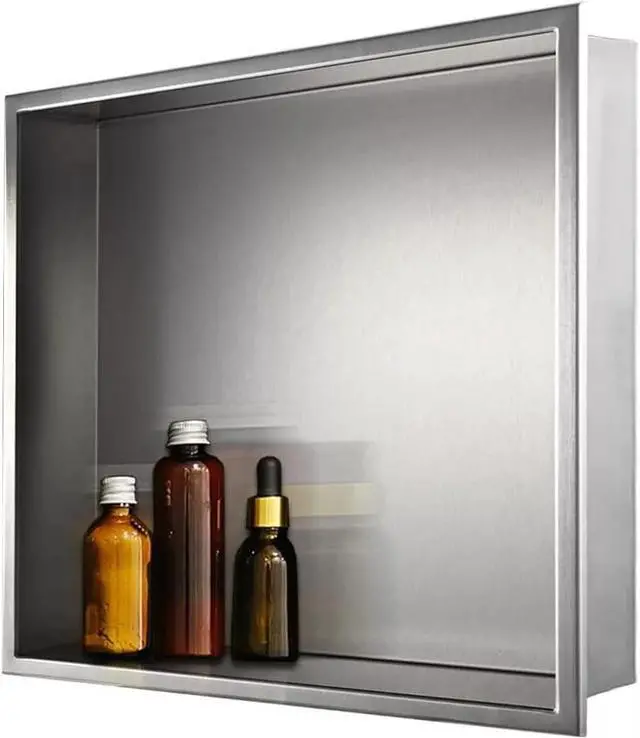 Main image of Minneer Shower Niche Stainless Steel 12" x 12", Brushed Nickel Wall-Inserted Niche Recessed, Recessed Shower Shelf Modern and Elegant Soap Niche for Bathroom