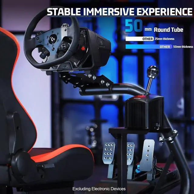 Alt view image 3 of 7 - Minneer Racing Sim Simulator Cockpit with Professional Esports Red Seat fit for Thrustmaster T300RS TX Fanatec Logitech G25 G27 G29 G920 G923, Wheel Shifter Pedals NOT Included