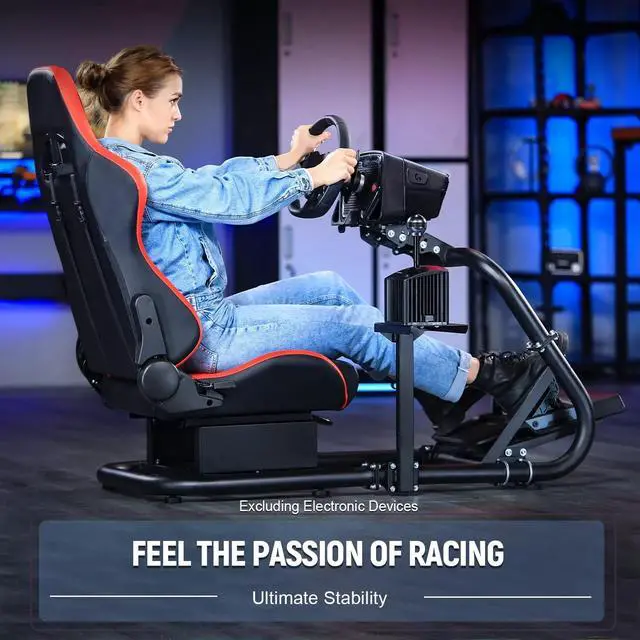 Alt view image 6 of 7 - Minneer Racing Sim Simulator Cockpit with Professional Esports Red Seat fit for Thrustmaster T300RS TX Fanatec Logitech G25 G27 G29 G920 G923, Wheel Shifter Pedals NOT Included