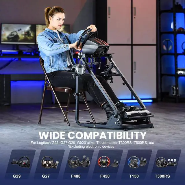 Alt view image 6 of 6 - Minneer G920 Racing Steering Wheel Stand with Handbrake Compatible with Logitech G27, G29,G920 Wheels and Thrustmaster T300RS T500RS Wheel & Pedals Not Included