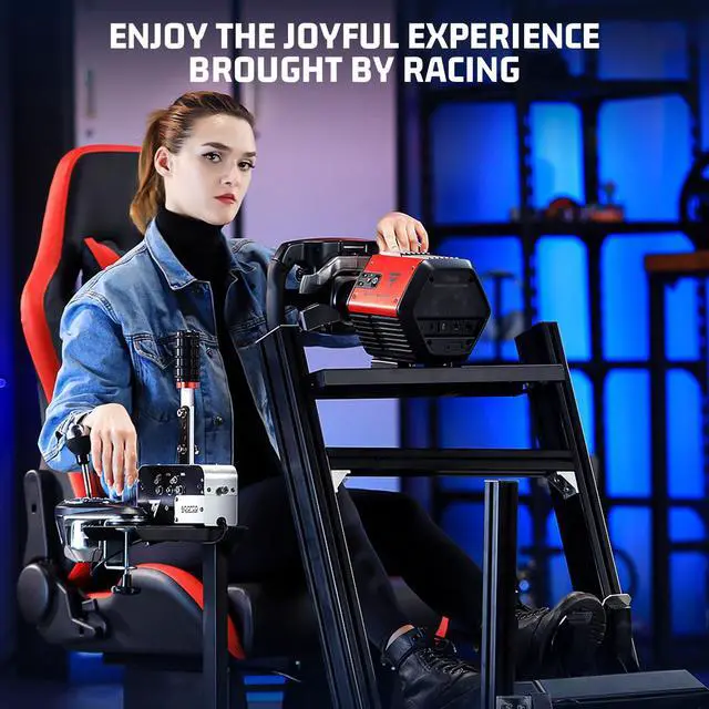 Alt view image 6 of 7 - Minneer Racing Simulator Cockpit Frame with Adjustable Aluminum Fit for Logitech/Thrustmaster/Fanatec/Moza/ G29 G920 G923 T818,Racing Wheel Stand with Seat,electronic devices Not Included