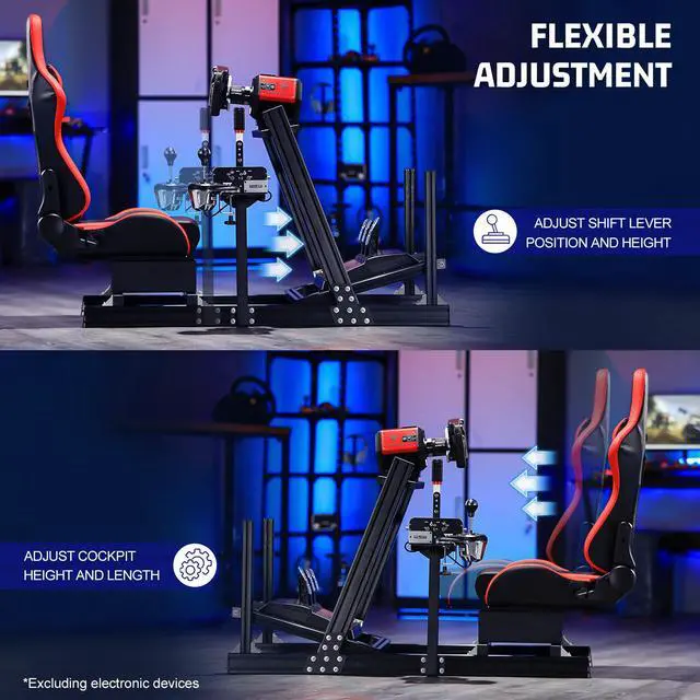 Alt view image 4 of 7 - Minneer Racing Simulator Cockpit Frame with Adjustable Aluminum Fit for Logitech/Thrustmaster/Fanatec/Moza/ G29 G920 G923 T818,Racing Wheel Stand with Seat,electronic devices Not Included