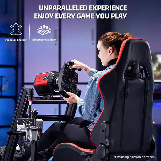 Alt view image 2 of 7 - Minneer Racing Simulator Cockpit Frame with Adjustable Aluminum Fit for Logitech/Thrustmaster/Fanatec/Moza/ G29 G920 G923 T818,Racing Wheel Stand with Seat,electronic devices Not Included