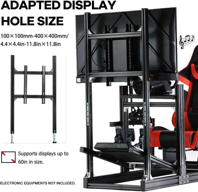 Alt view image 7 of 7 - Minneer F1 Racing Simulator Cockpit with Monitor Stand and Bluetooth Speakers Seat Fit for Logitech/Thrustmaster/Fanatec G29 G920 G923 T300,Pro Aluminum Sim Race Stand,No Display,Wheel,Pedal & Shifter