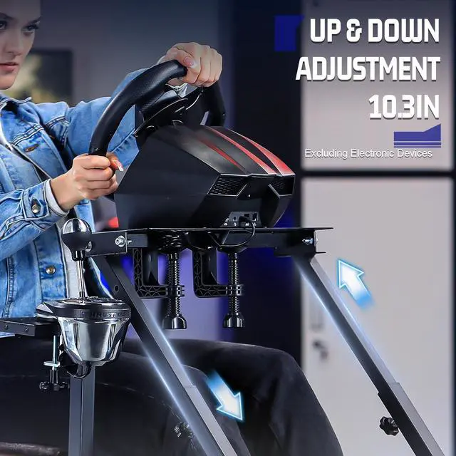 Alt view image 3 of 7 - Minneer Racing Wheel Stand Fit for Logitech G920 G29 G923 Thrustmaster T300,Adjustable Shifter Mount Foldable Steering Wheel Stand Gaming Simulator Mount For present, Wheel Pedal Not Include