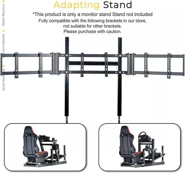 Alt view image 7 of 7 - Minneer Racing Simulator Cockpit Monitor Stand Fit for Logitech/Thrustmaster/Fanatec G29/G923/T248 Only Suitable Aluminum Racing Cockpit Without Wheel,Pedal