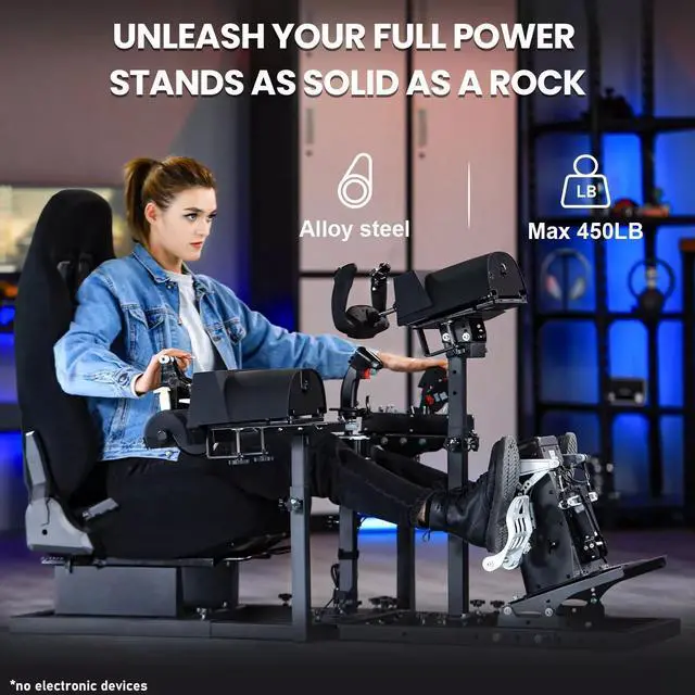 Alt view image 2 of 5 - Minneer Universal Flight Simulation Cockpit with Racing Seat or Racing Wheel Stand Adjustable Compatible with Thrustmaster HOTAS Warthog,Logitech G29 G920 Wheels,Pedals,Throttle,Joystick Not Included