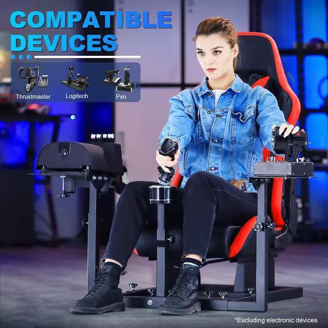 Alt view image 5 of 6 - Minneer Racing Flight Game Mount with Red Seat Compatible with Thrustmaster A10C Hotas Warthog,Adjustable,Throttle,Joystick & Keyboard Not Included