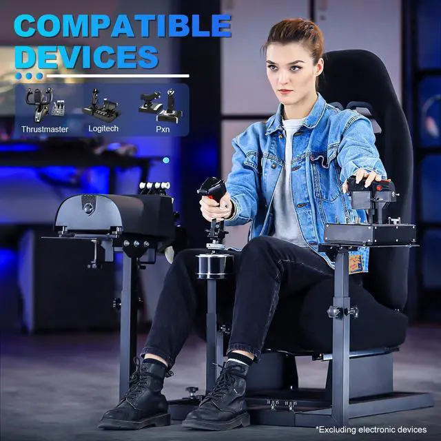 Alt view image 5 of 6 - Minneer Racing Flight Simulator Cockpit with Black Seat Compatible for Thrustmaster A10C Hotas Warthog Adjustable Throttle,Joystick,Keyboard NOT Included