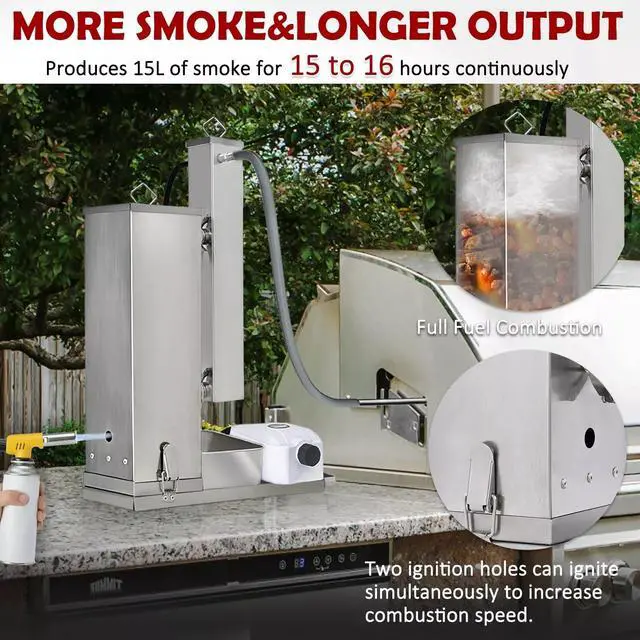 Alt view image 5 of 7 - Minneer Cold Smoke Generator, 16 Hours Continuous Smoke, Stainless Steel Pellet Smoker Tube, Portable Electric Smoke Maker Outdoor Smoker Accessories for Meat Vegetables