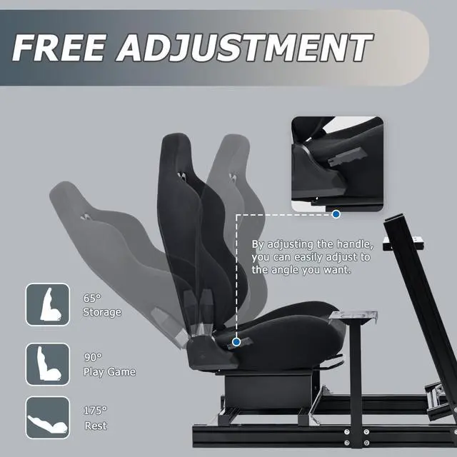 Alt view image 5 of 6 - Minneer 8040 Aluminum Racing Simulator Cockpit with 3 Monitor Stand and Ergonomic Seat, Compatible with Logitech/Thrustmaster/Fanatec/Moza Wheels and Direct Drive Motors