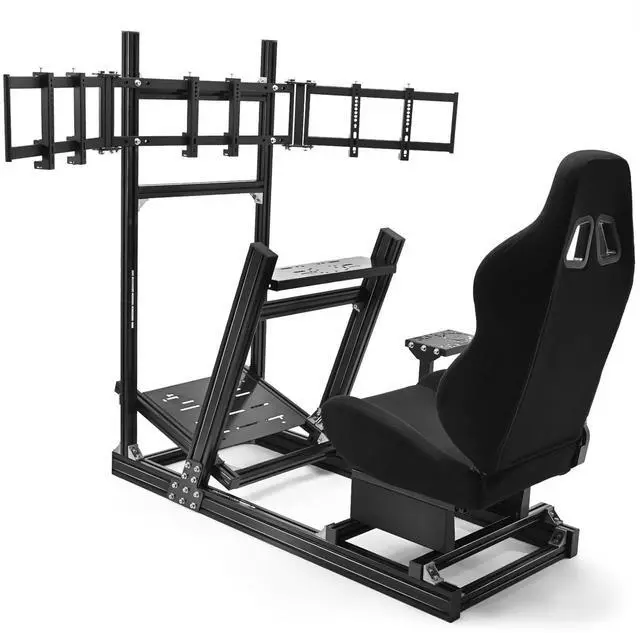 Main image of Minneer 8040 Aluminum Racing Simulator Cockpit with 3 Monitor Stand and Ergonomic Seat, Compatible with Logitech/Thrustmaster/Fanatec/Moza Wheels and Direct Drive Motors