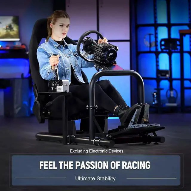 Alt view image 6 of 6 - Minneer Racing Cockpit Frame with Black Seat Upgrade Stable Racing Wheel Stand for Logitech G25 G27 G29 G920, Thrustmaster, Fanatec, Wheel Pedal and Shifter Not Include