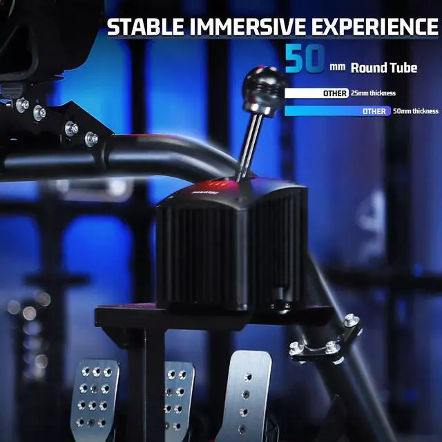 Alt view image 3 of 6 - Minneer Racing Sim Cockpit with Black Seat Fit for Logitech/Thrustmaster/Fanatec/PXN G29, Adjustable Gaming Simulator Stand, Wheel,Pedal & Shifter Not Include