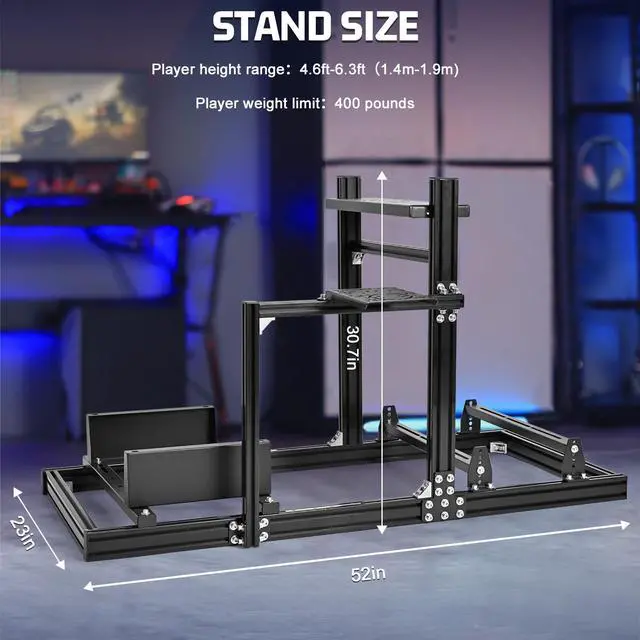 Alt view image 2 of 7 - Minneer F1 More Stable Racing Simulator Cockpit Stand Fit for Logitech/Thrustmaster/Fanatec/Moza/PXN G29 G920 G923 T128 T300,Adjustable Steering Wheel Stand,Not Included Wheel,Pedals,Handbrake & Shift