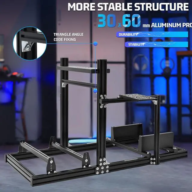 Alt view image 3 of 7 - Minneer F1 More Stable Racing Simulator Cockpit Stand Fit for Logitech/Thrustmaster/Fanatec/Moza/PXN G29 G920 G923 T128 T300,Adjustable Steering Wheel Stand,Not Included Wheel,Pedals,Handbrake & Shift