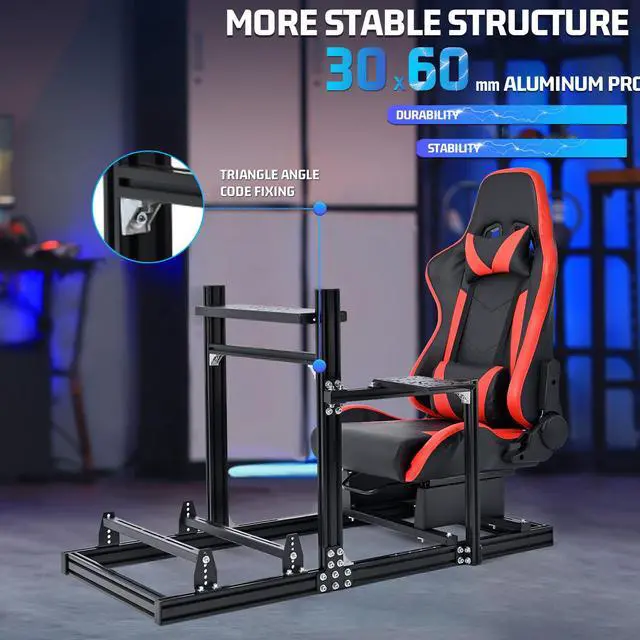 Alt view image 3 of 7 - Minneer Racing Simulator Cockpit with Red Seat Aluminium Racing Stand for Logitech G920 G923 Thrustmaster T300RS without Steering Wheel Pedals And Handbrake