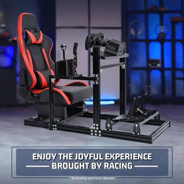Alt view image 7 of 7 - Minneer Racing Simulator Cockpit with Red Seat Aluminium Racing Stand for Logitech G920 G923 Thrustmaster T300RS without Steering Wheel Pedals And Handbrake