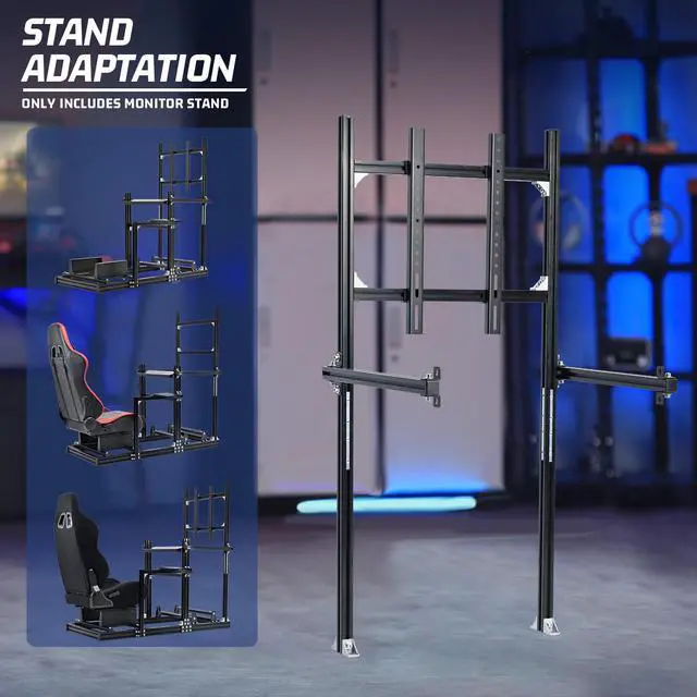 Alt view image 6 of 7 - Minneer Racing Simulator Cockpit Monitor Stand Supporting Monitors from 24 to 65 inches. Fit for Logitech/ Thrustmaster/ FanatecG29 G920 G923 T300 RS, Without Cockpit