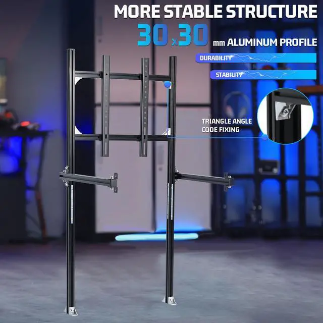 Alt view image 3 of 7 - Minneer Racing Simulator Cockpit Monitor Stand Supporting Monitors from 24 to 65 inches. Fit for Logitech/ Thrustmaster/ FanatecG29 G920 G923 T300 RS, Without Cockpit